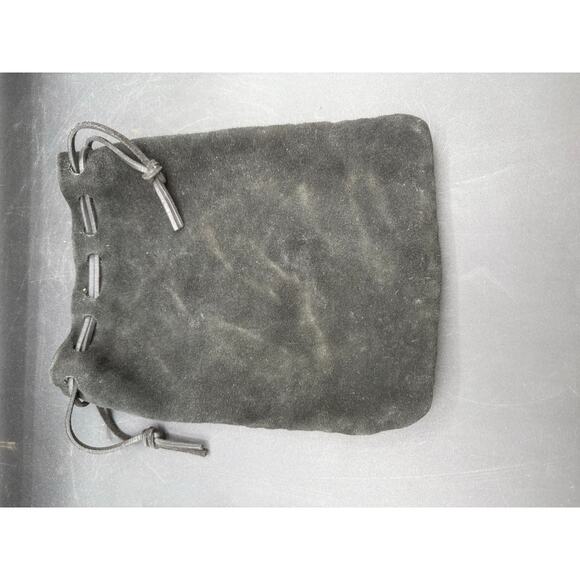 Vintage Black Leather Suede Drawstring Small Bag (Used) - Picture 7 of 8